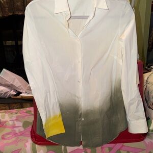 Piazza Sempione White and Olive Gradient Men's Shirt